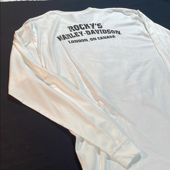 Harley-Davidson White Long Sleeve Tee, Rocky’s H-D London Ontario Canada NWT - Picture 10 of 11